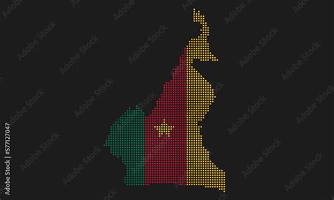 Cameroon Dotted Map Flag With Grunge Texture In Mosaic Dot Style