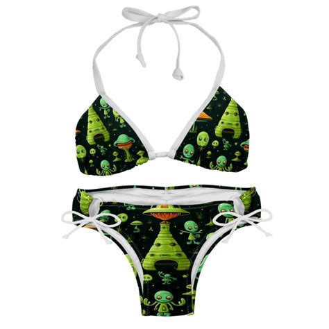 Alien Detachable Sponge Adjustable Strap Bikini Set Two Pack Swim