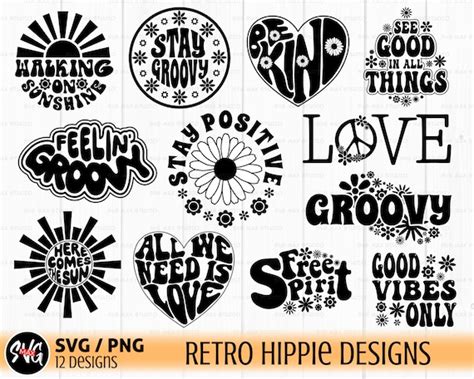 Retro Svg Bundle Hippie Svg Groovy Svg Motivational Svg Etsy Canada