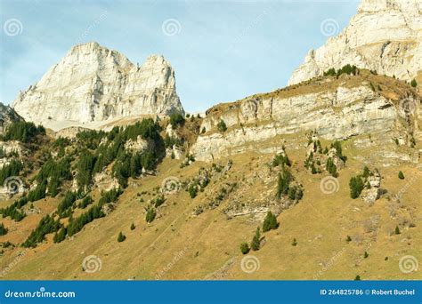 Dramatic Swiss Mountain Panorama At The Klausenpass Region In