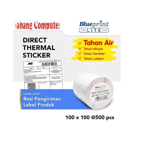 Jual Direct Thermal Sticker Label Resi Blueprint Lite X Mm Pcs