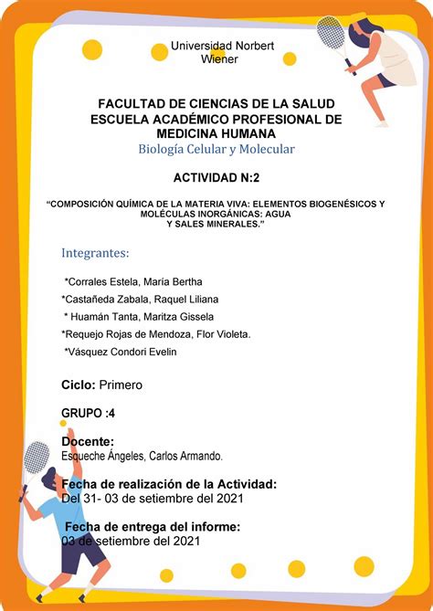 Actividad 2 Composicion Quimica De La Materia Viva Escuela Académico Profesional De Medicina