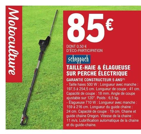 Promo Scheppach taille haie élagueuse sur perche électrique chez E