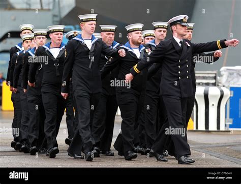 The crew of HMS Queen Elizabeth at the formal naming ceremony for ship ...