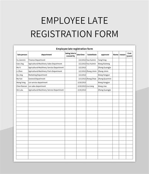 Free Employee Late Registration Form Templates For Google Sheets And