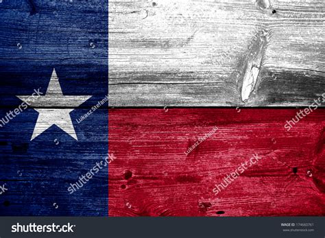 Texas State Flag Painted On Old Wood Plank Texture Stock Photo