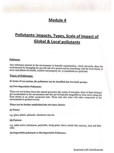 Types of Pollutants and Impacts | PDF