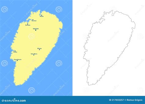 Kea Island Map - Cdr Format Cartoon Vector | CartoonDealer.com #217033257