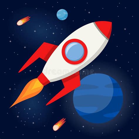 Space Rocket Flying in the Outer Space. A cartoon rocket flying in the outer spa , #AFF, #rocket ...