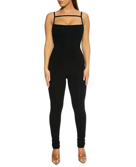 Naked Wardrobe Synthetic Snatched Lines Jumpsuit In Black Lyst