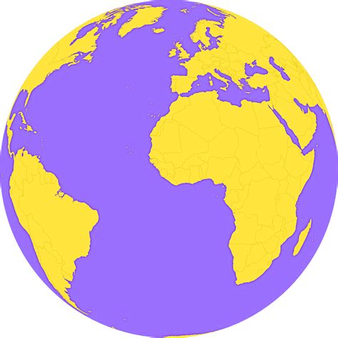 Guinea On World Map Orthographic Projection In Violet And Maize