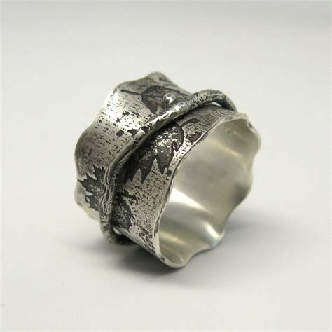 Falling Leaves Sterling Silver Spinner Ring By Janiceartjewelry