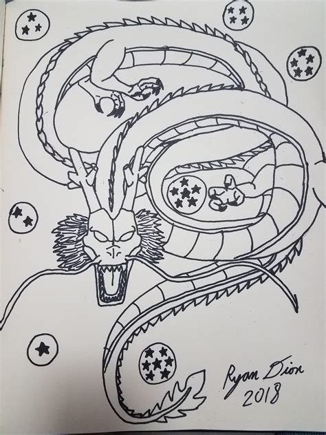 A drawing of Shenron I made for Inktober (fan art) : Dragonballsuper