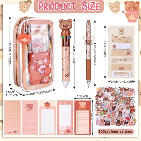 Pcs Kawaii Stationery Set With Bear Theme Includes Memo Notes