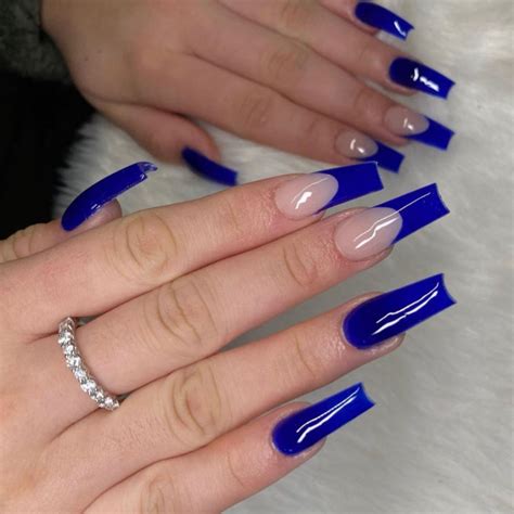 40 Gorgeous Royal Blue Nail Designs Glossy Royal Blue French Tip Nails I Take You Wedding