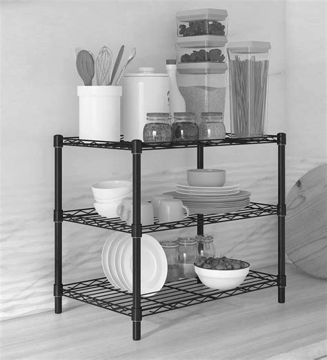 Buy Denham Metallic Kitchen Rack In Black Colour By Tunehome At 6 Off