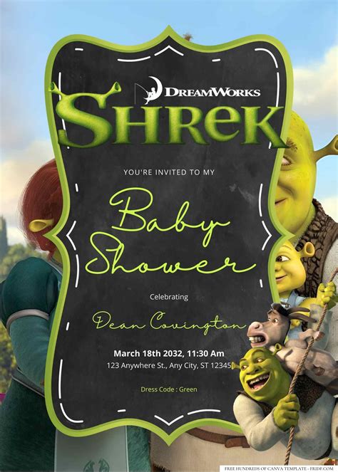 Shrek Baby Shower Invitation Templates