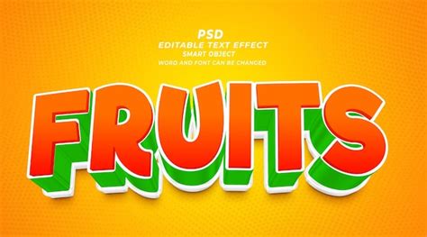 Plantilla De Photoshop De Efecto De Texto Editable D De Frutas