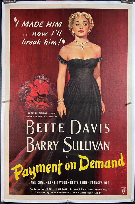 PAYMENT ON DEMAND, Original Bette Davis Movie Poster - Original Vintage ...