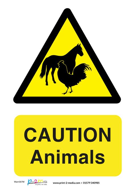 Caution Animals Safety Sign Print 2 Media Ltd