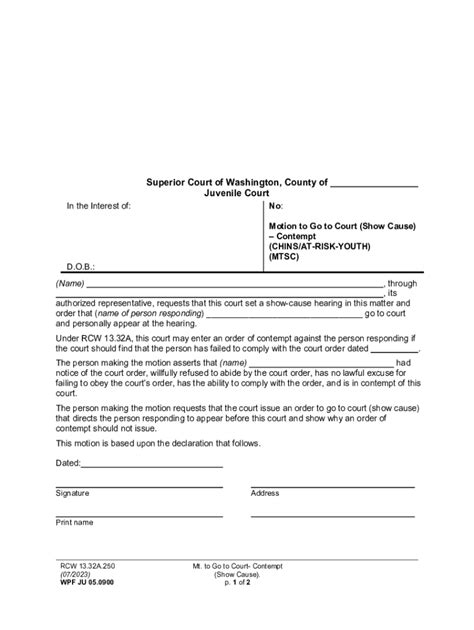 Fillable Online Fill And Sign The Motion Show Cause Form Templates