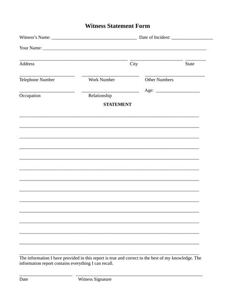 Free Employee Witness Statement Form Samples Pdf Ms Word Google Docs