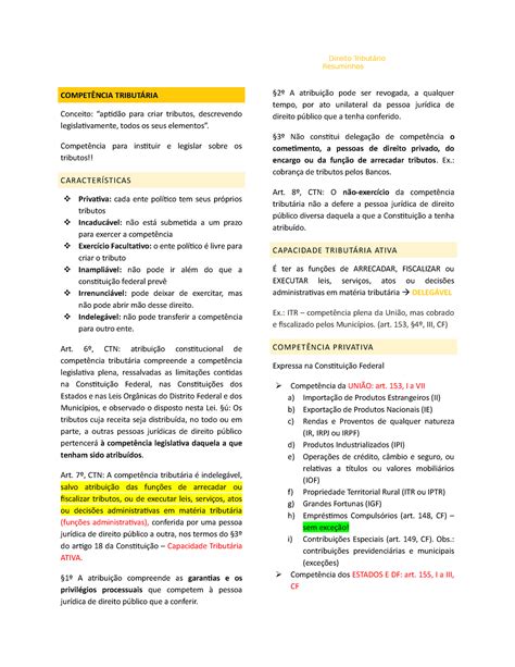 Direito Tribut Rio Compet Ncia Tribut Ria Direito Tribut Rio