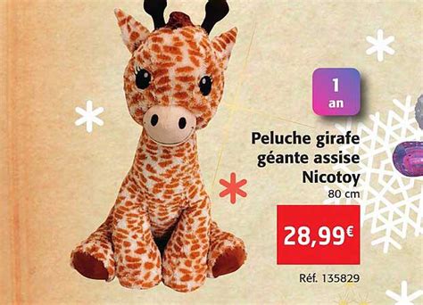 Promo Peluche Girafe Géante Assise Nicotoy chez Colruyt iCatalogue fr