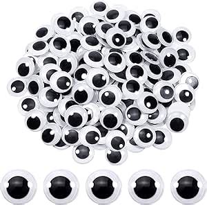 TOAOB 100pcs Wiggle Googly Eyes With Self Adhesive Round Black White