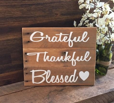 Grateful Thankful Blessed Rustic Wood Sign By Therusticearth