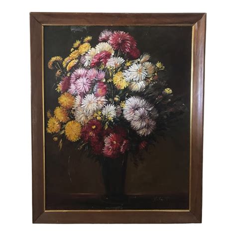 22x18 Vintage Original Signed Oil Botanical Painting Bouquet Etsy