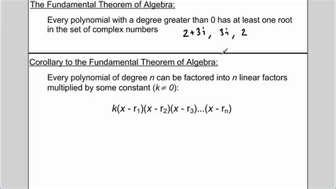 Fundamental Theorem Of Algebra Examples Examples Solutions Worksheets Library