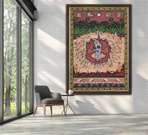 Handmade Shrinathji Pichwai Painting On Cloth Shrinathji Painting