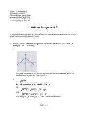 MAT 121 Assignment Sheet WA5 Rtf Name Brian Campbell College ID