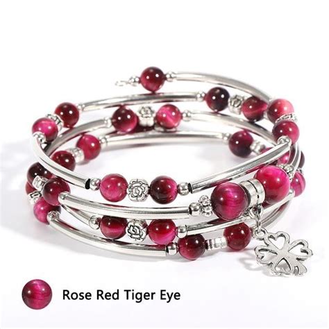 Bracelets En Pierres Naturelles Rose Red Tiger Eye Bracelets