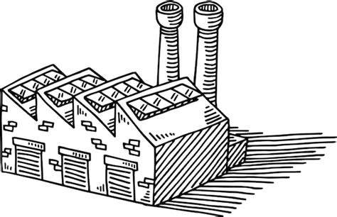 Un Dessin D Une Usine Avec Une Usine En Bas Vecteur Premium