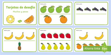 Muchos Y Pocos Tarjetas De Frutas Para Comparar Sin Contar