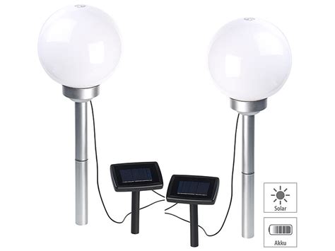 Lunartec Solar Kugellampe 2er Set Solar LED Leuchtkugeln Rotierender