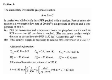 Solved Problem The Elementary Irreversible Gas Phase Chegg