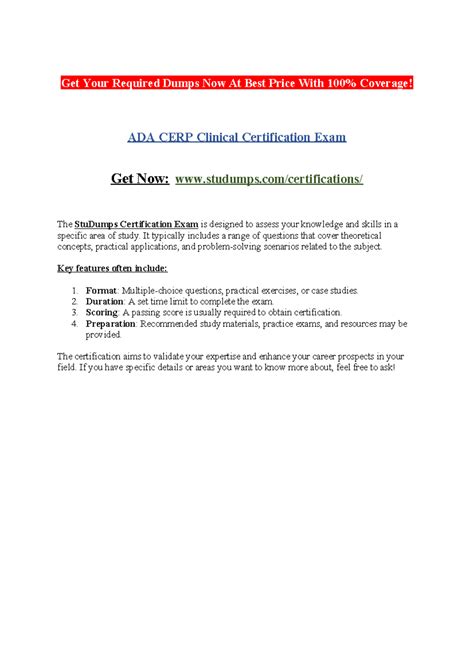 ADA CERP Clinical Certification Exam - Get Your Required Dumps Now At