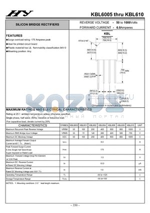 Kbl Datasheet Silicon Bridge Rectifiers Kbl Pdf By Hy