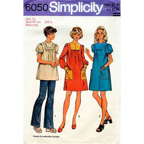 1970s Maternity Smock Dress Or Top Pattern Simplicity 6050 Etsy