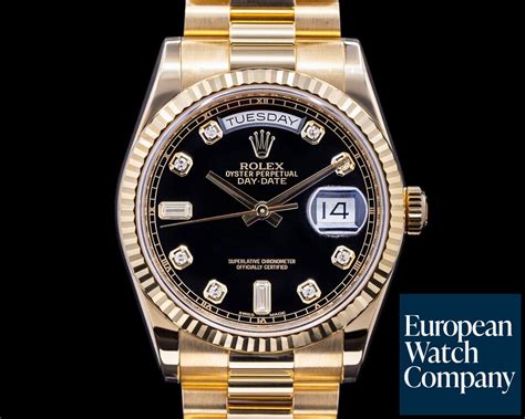 Rolex 118238 Day Date President 118238 Black Diamond Dial 18K Yellow