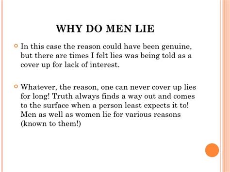 Why Men Lie