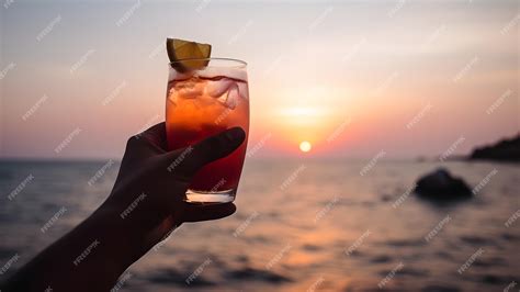 Premium Ai Image African American Hand Holding Glass Of Cocktail On