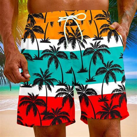 Summer Savings Lonkito Hawaiian Mens Shorts，lightweight Elastic Wasit