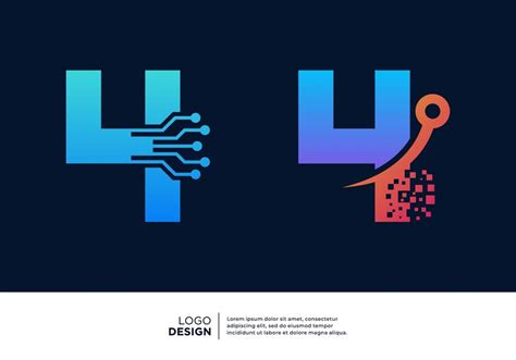 premium vector number  digital technology logo design collection