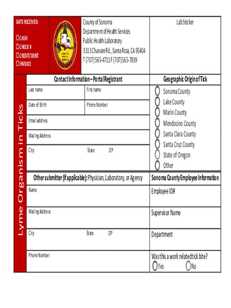 Fillable Online Lyme Organism In Ticks Lab Slip Form Lyme Organism In