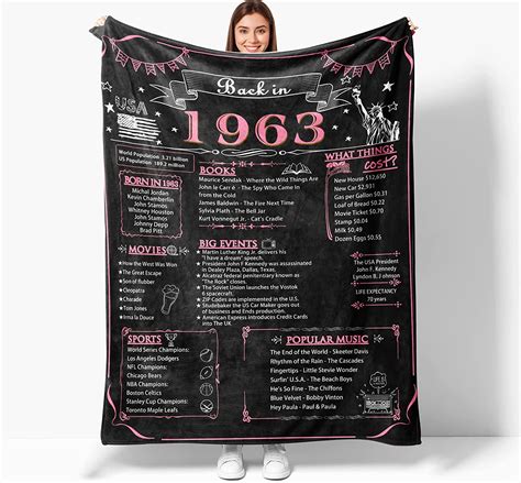 60th Birthday Ts For Women 1963 Birthday Ts For Women 60th Birthday Blanket For Women 60th