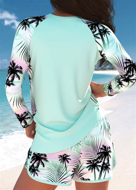 Plus Size Patchwork Mint Green Tankini Set Usd 4198